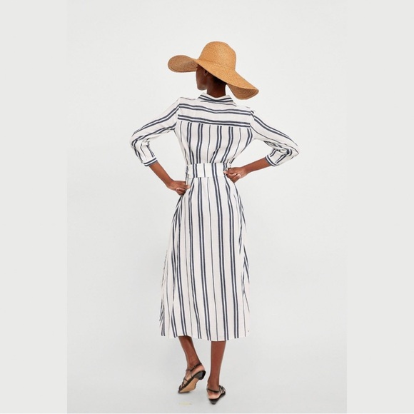 Zara long striped tunic in white and blue size L - Picture 2 of 16